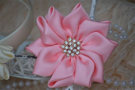 pink satin ribbon flowers 3 1 2 satin fabric flowers etsy
