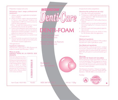 Denti Care Topical Fluoride Foam Bubble Gum Ar Medicom Inc Fda