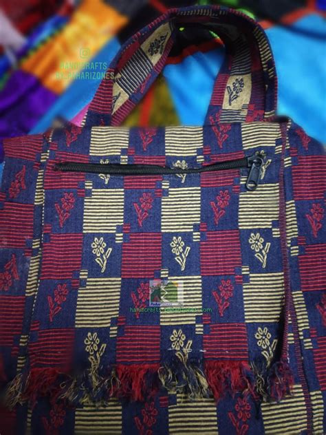 Jhola/Cloth Bag/Handmade Bag - Red&Blue Designer - Paharizones
