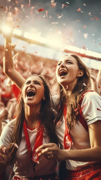 Premium Ai Image Happy Girls Celebrate Foot Gamewinningwoman Football