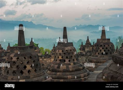 Borobudur Temple At Sunrise Java Indonesia Stock Photo Alamy