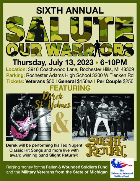 Salute Our Warriors 2023 Features Derek St Holmes From The Ted Nugent