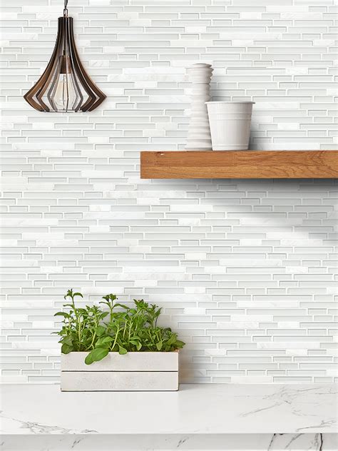 Modern White Marble Glass Kitchen Backsplash Tile