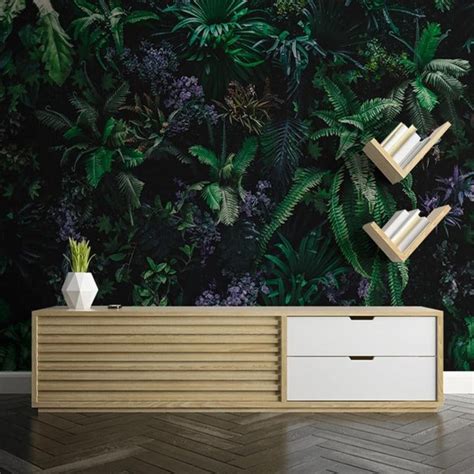 Custom Mural Wallpaper Tropical Green Plant Leaves Bvm Home