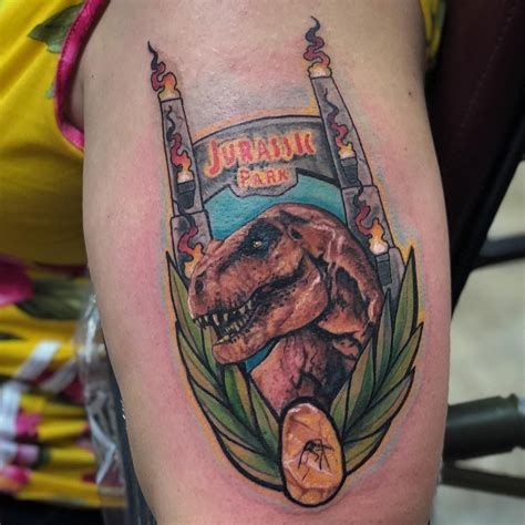 Jurassic Park T Rex Tattoo Ink Color Vibrant Neo Traditional Tattoo