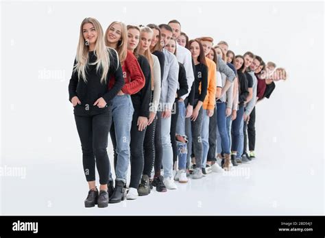 Group Of Diverse Young People Standing In Line Stock Photo Alamy