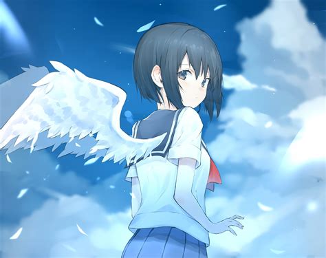 Download 3306x2620 Anime School Girl Angel White Wings