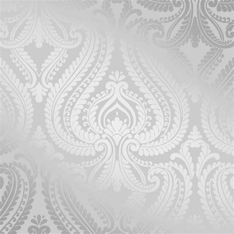 Shimmer Damask Wallpaper Soft Grey Silver Damask Wallpaper Silver