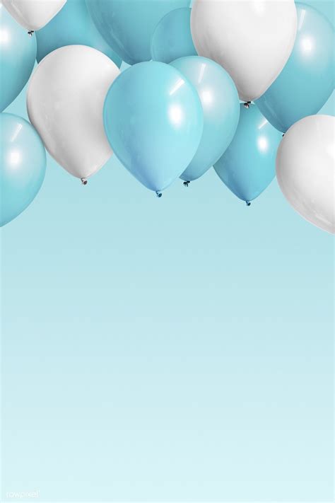 Pastel Blue Balloons Banner Mockup Premium Image By