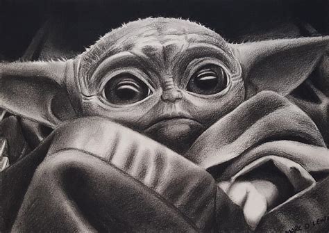 The Mandalorian Grogu Aka Baby Yoda Drawing By Marc D Lewis Pixels