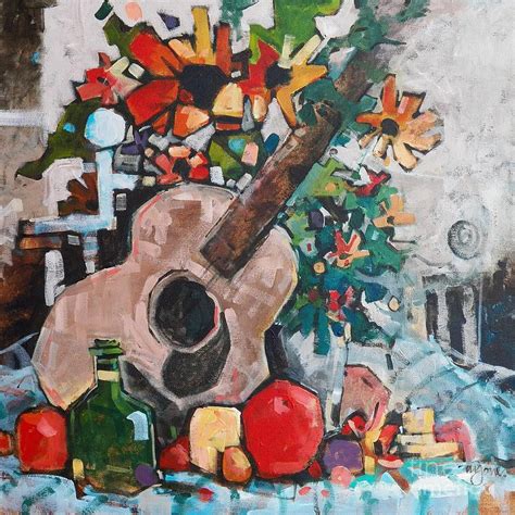 Still Life With A Guitar Painting By Micheal Jones Fine Art America