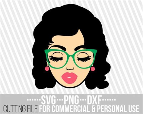 Woman With Glasses Svg Layered Svg Curly Hair Svg Cuttable Etsy