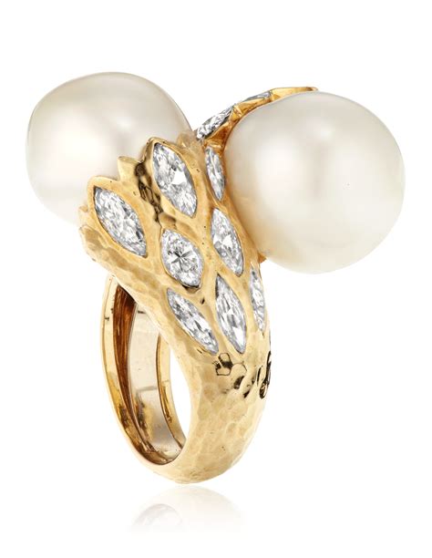 David Webb Cultured Pearl And Diamond Ring Christies