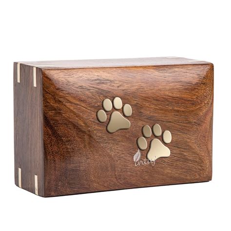 Custom Uv Printed Cremation Box For Dog Ashes Wooden Pet Urn For Dogs