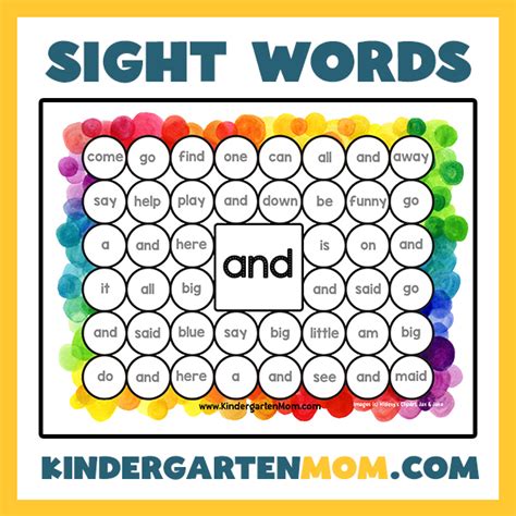 Free Sight Word Printables Dab N Dot Kindergarten Mom
