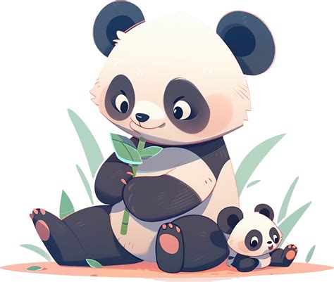 Cute Cartoon Panda Mother And Baby Panda Ai Generated 26910556 Png