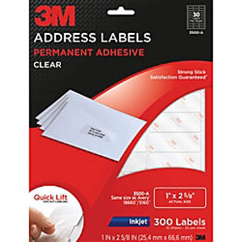 Address labels at office depot & officemax . 3M Clear Inkjet Address Labels 1 x 2 58 Pack Of 300 by ...