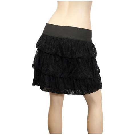 Black Plus Size Tiered Lace Skirt Evogues Apparel