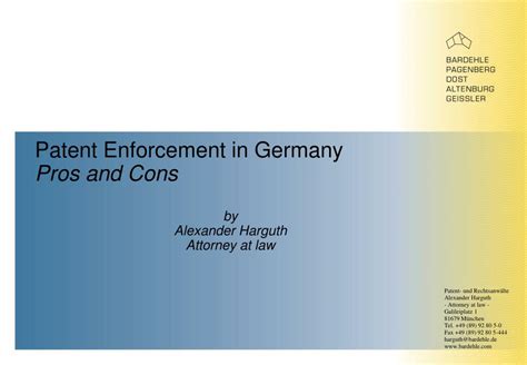 Ppt Patent Enforcement In Germany Pros And Cons By Alexander Harguth