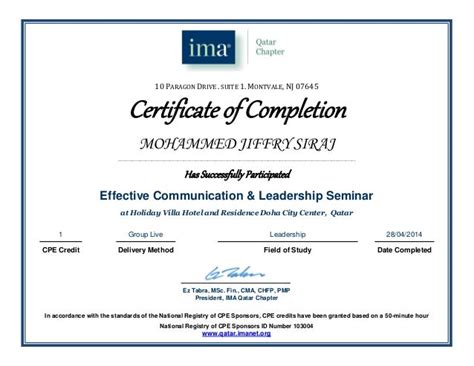 Effective Communication And Leadership Seminar Certificate 27