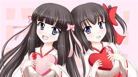 Download Wallpaper 2560x1440 Girl Glance Kimono Heart Anime