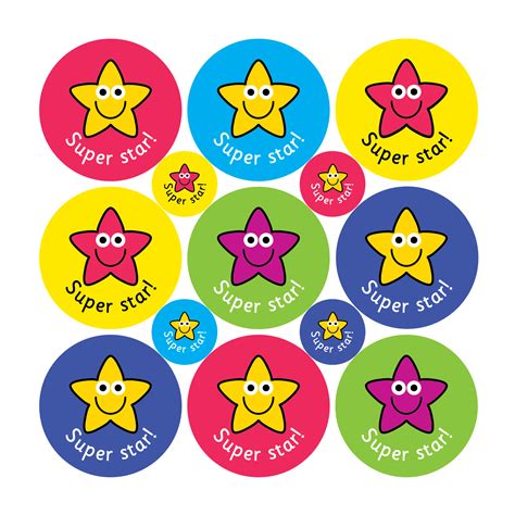 Super Star Mixed Smiley Stars Reward Stickers The Sticker Factory
