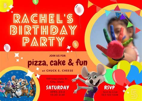 Chuck E Cheese Birthday Invitation Birthday Invitation Chuck Etsy Canada