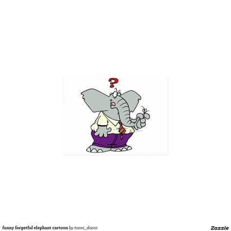 Funny Forgetful Elephant Cartoon Postcard Zazzle