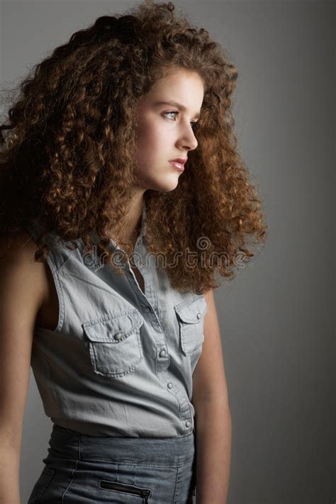 Young Fashion Model With Curly Hair Stock Image Image Of Fashion