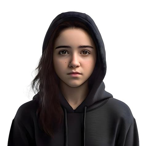 Free Psd 3d Digital Render Of A Teenage Girl With Hood Isolated On