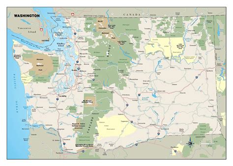 Large Detailed Roads And Highways Map Of Washington State With National