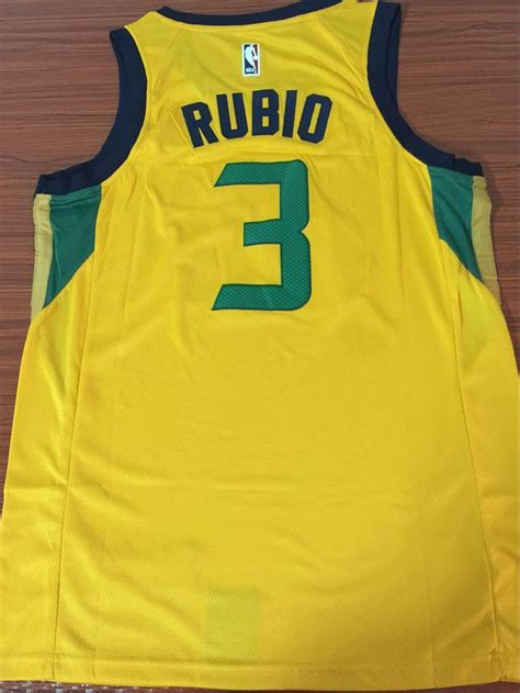 Men 03 Ricky Rubio Jersey Yellow Utah Jazz Jersey Swingman Fanatics