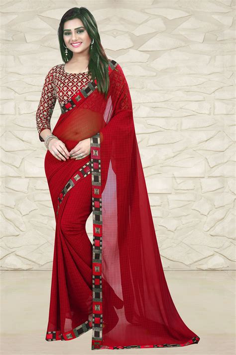 red-color-chiffon-casual-wear-saree-with-heavy-blouse-price-inr-rs-699-shipping-charges-extra