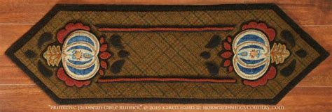 Wool Applique Pattern Kit Table Runner Rug Primitive Jacobean Hand