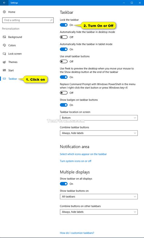 Lock Or Unlock Taskbar In Windows 10 Tutorials