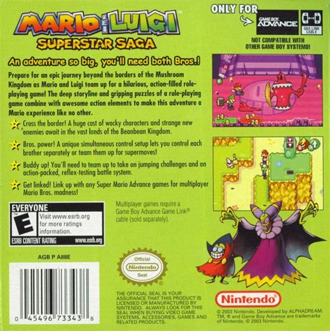 Mario And Luigi Superstar Saga 2003 Box Cover Art Mobygames