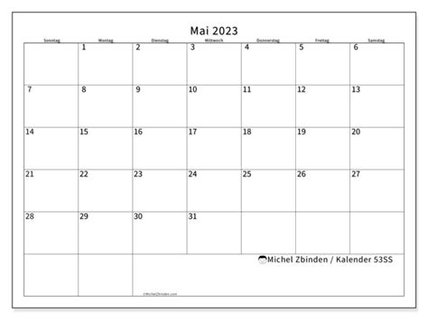 Kalender Mai 2023 Zum Ausdrucken “46ss” Michel Zbinden Lu
