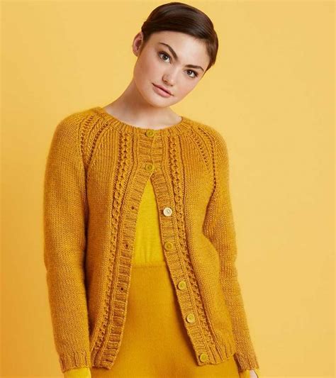 free knitting pattern for a cabled raglan cardigan knitting bee