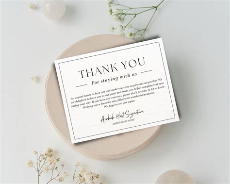 Minimalist Airbnb Host Thank You Card Airbnb Vacation Rental Etsy