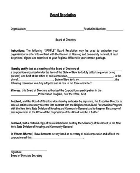 Free Board Resolution Templates Word Pdf