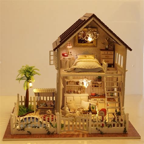 Assembling Diy Doll House Wooden Doll Houses Miniature Diy Dollhouse