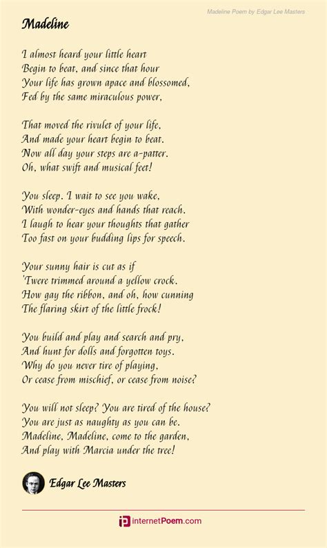 Madeline Poem By Edgar Lee Masters