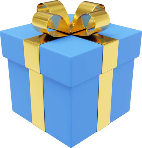 Realistic Blue Gift Box With Ribbon 3D Rendering PNG Icon On