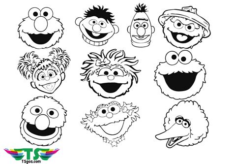 Sesame Street Characters Coloring Sheet TSgos Com