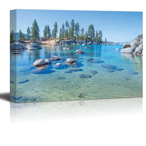 Canvas Prints Blue Clear Water On The Shore Of The Lake Tahoe Etsy