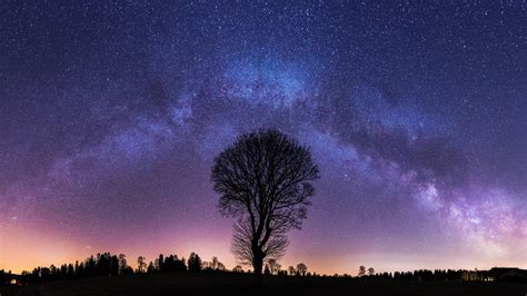 1920x1080 Resolution Milky Way And Lonely Tree 1080p Laptop Full Hd