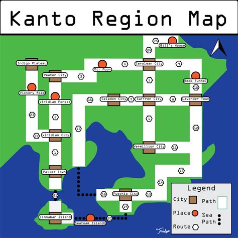 Pokemon Labeled Kanto Map By Theartfridge On Deviantart