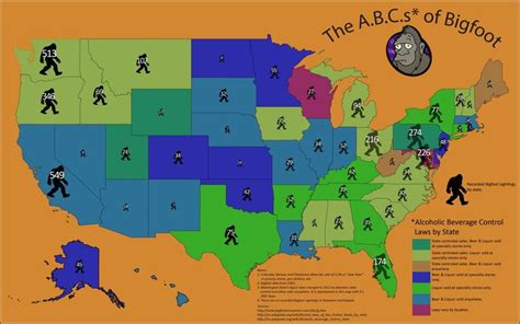 The Abcs Of Bigfoot Map Correlating Alcohol Consumption And