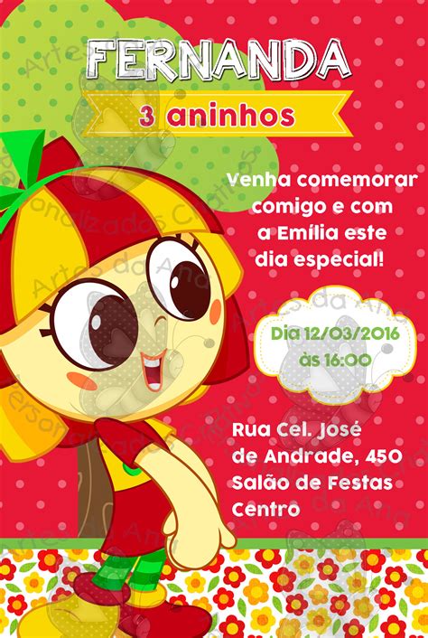 Convite Emília Sítio Do Picapau Amarelo Artes Da Ana Personalizados