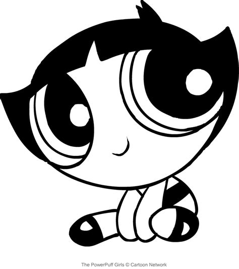 Drawing Buttercup Sitting Smiling The Powerpuff Girls Coloring Page